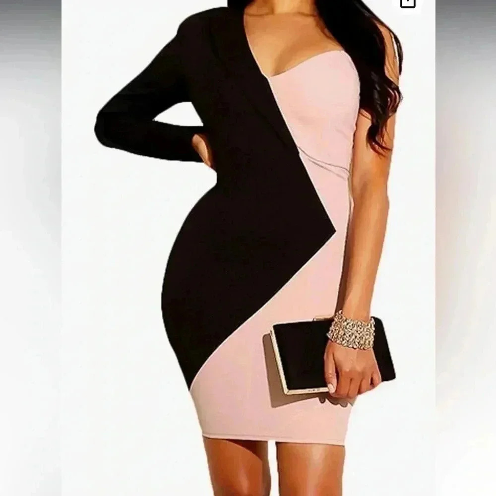 (13)Womens  color block dress